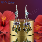 Load image into Gallery viewer, 925 Silver Multi-Gemstone Dangle Earrings for Women | Gift
