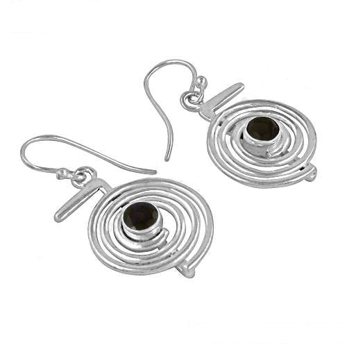 925 Silver Spiral Earrings with Gemstone | For Women