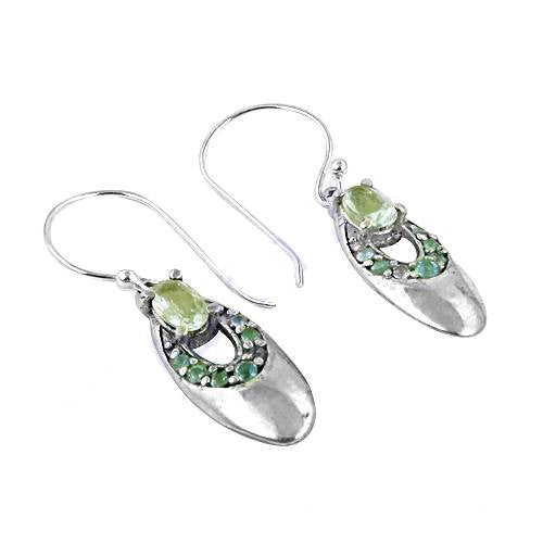 925 Silver Peridot Drop Earrings for Women | Gemstone Jewelry