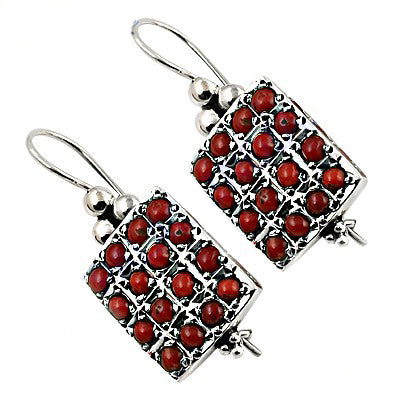925 Silver Red Coral Earrings for Women | Dangle Jewelry