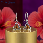 Load image into Gallery viewer, 925 Silver Amber Celtic Knot Earrings for Women | Gift
