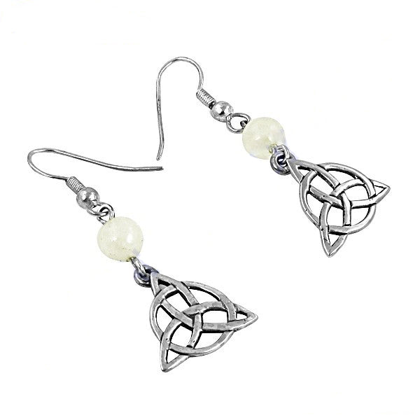 Silver celtic knot earrings with pearl beads | women's jewelry