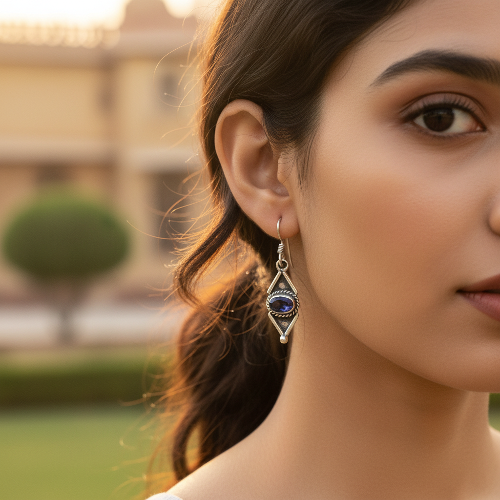 925 Silver Blue Sapphire Earrings for Women | Dangle Earrings