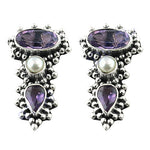 Load image into Gallery viewer, 925 Silver Amethyst &amp; Pearl Earrings for Women | Gift
