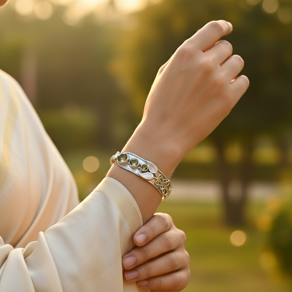 925 silver peridot bangle bracelet for women | gift jewelry