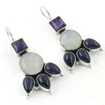 Load image into Gallery viewer, 925 Silver Moonstone &amp; Amethyst Earrings for Women
