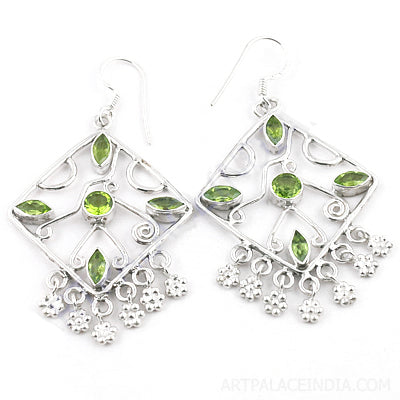 925 Silver Peridot Earrings for Women | Dangle Jewelry