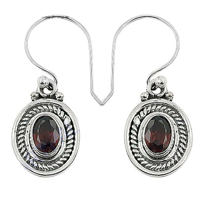 925 Silver Garnet Drop Earrings for Women | Gemstone Jewelry