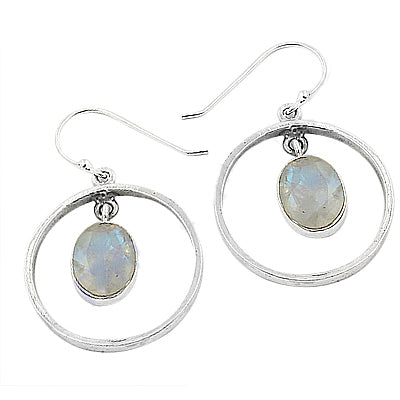925 Silver Moonstone Hoop Earrings for Women | Dangle Earrings