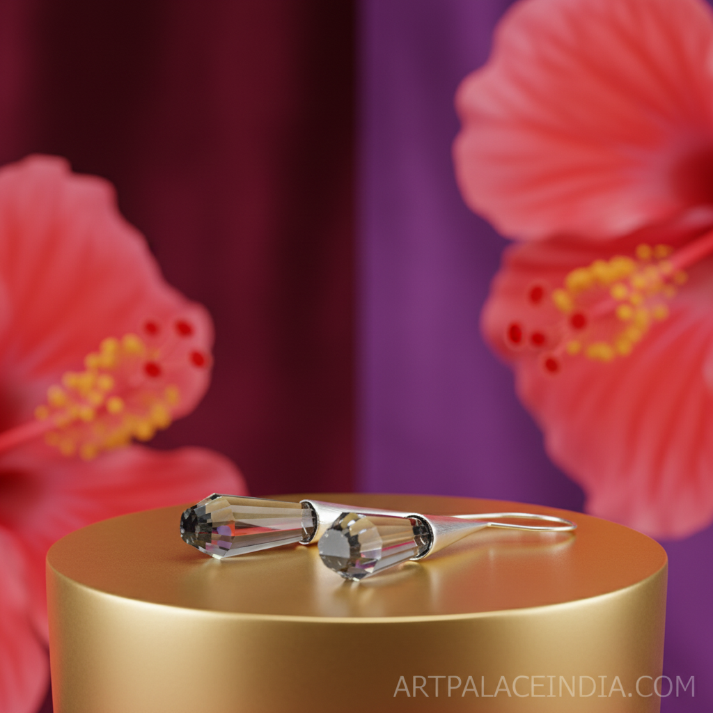 女士银色水晶水滴耳环 | 优雅珠宝礼品