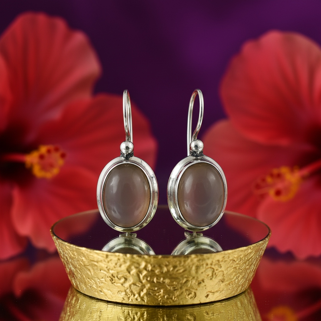 925 Silver Oval Stone Drop Earrings for Women | Gift