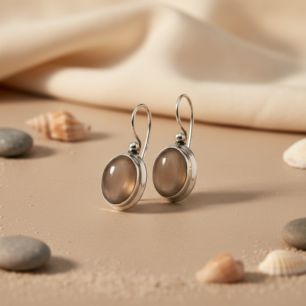 925 Silver Oval Stone Drop Earrings for Women | Gift