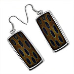 Load image into Gallery viewer, Silver Feather Earrings | Rectangle Drop Earrings for Women
