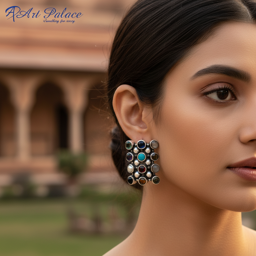 925 Silver Multi-Gemstone Earrings for Women | Statement Jewelry