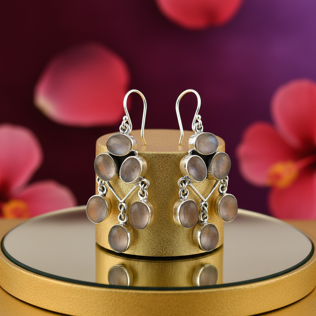 925 Silver Moonstone Dangle Earrings | Women's Jewelry Gift