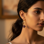 Load image into Gallery viewer, Gold Amethyst Drop Earrings for Women | Gemstone Jewelry

