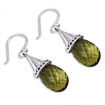 925 Silver Olive Green Quartz Earrings for Women | Dangle Jewelry