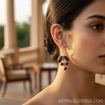 Load image into Gallery viewer, 925 Silver Garnet Drop Earrings for Women | Dangle Earrings
