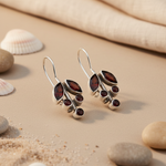 将图像加载到图库查看器中， 925 Silver Garnet Drop Earrings for Women | Dangle Earrings

