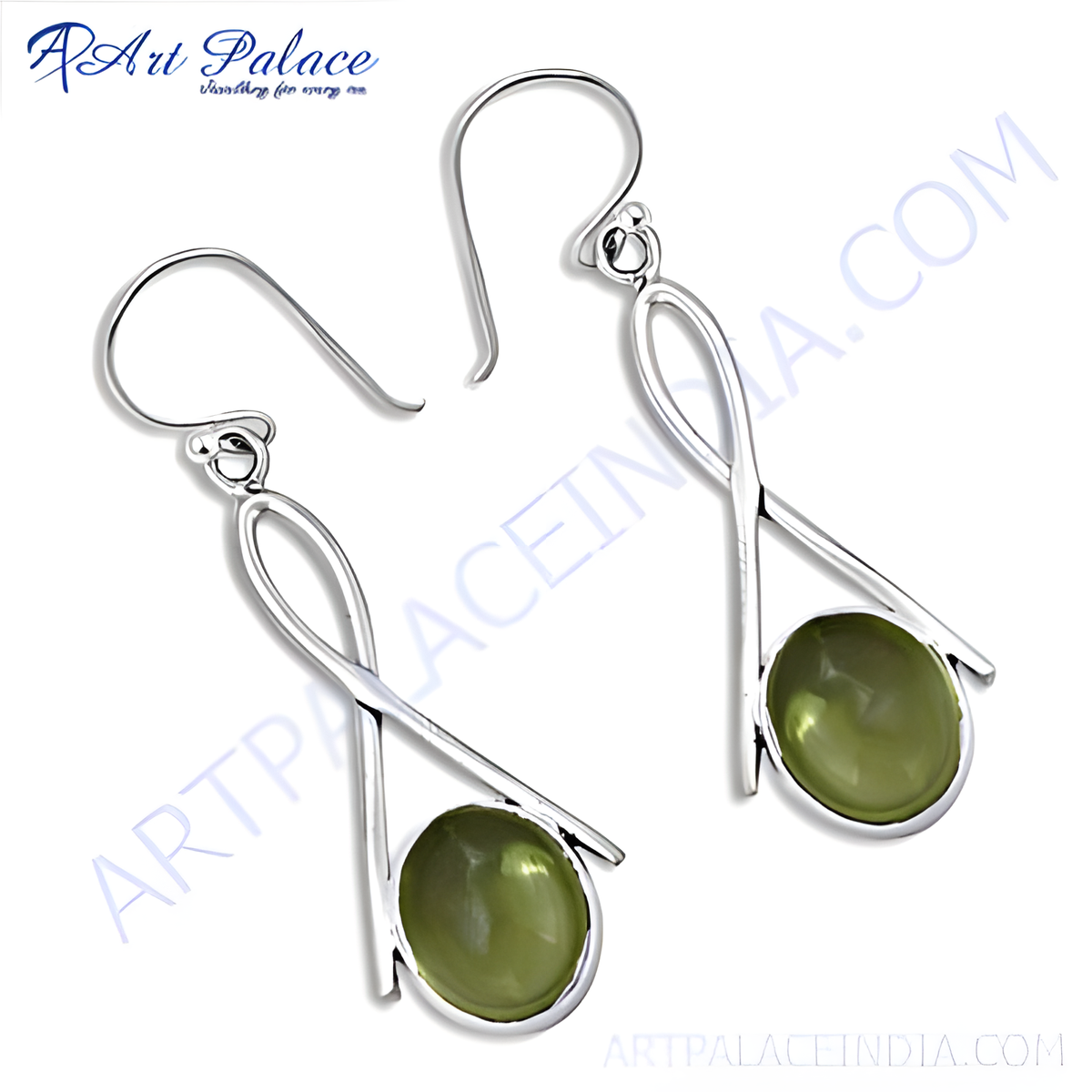 925 sterling silver drop earrings with green gemstones, perfect for any occasion