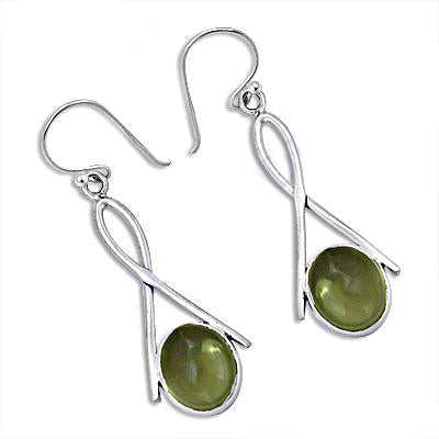 925 Sterling Silver Green Gemstone Drop Earrings for Women