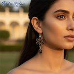 Load image into Gallery viewer, Pendientes de flor de plata 925 | Joyería con piedras preciosas de cuarzo ahumado
