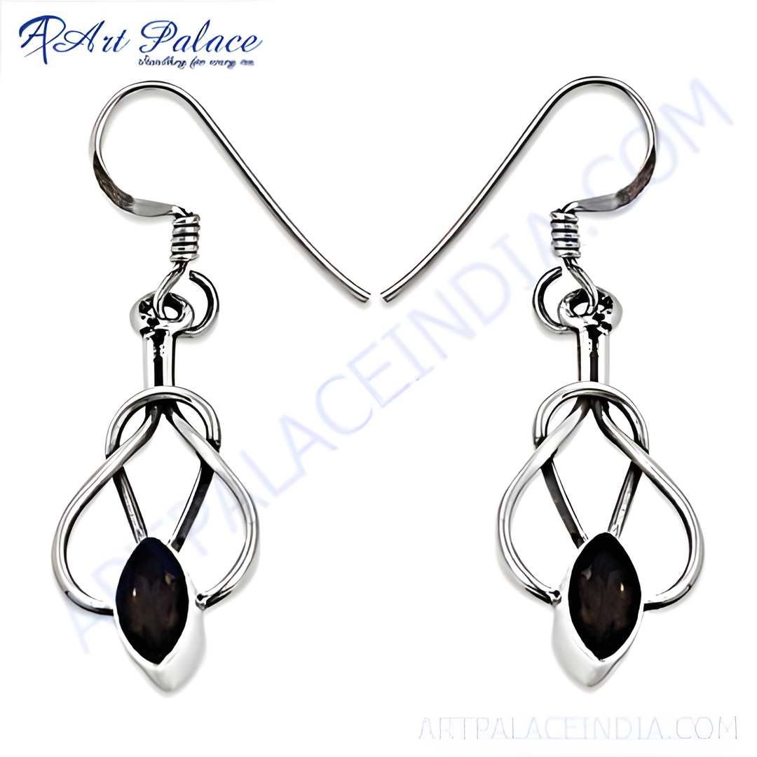 925 sterling silver dangle earrings with a smoky quartz gemstone, perfect for women.