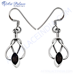 Load image into Gallery viewer, 925 sterling silver dangle earrings with a smoky quartz gemstone, perfect for women.
