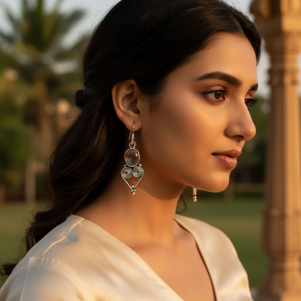 925 Silver Smoky Quartz Earrings for Women | Dangle Earrings