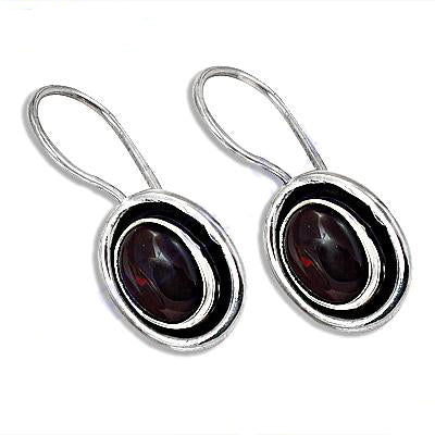 Silver Oval Garnet Drop Earrings for Women | Daily Wear Jewelry
