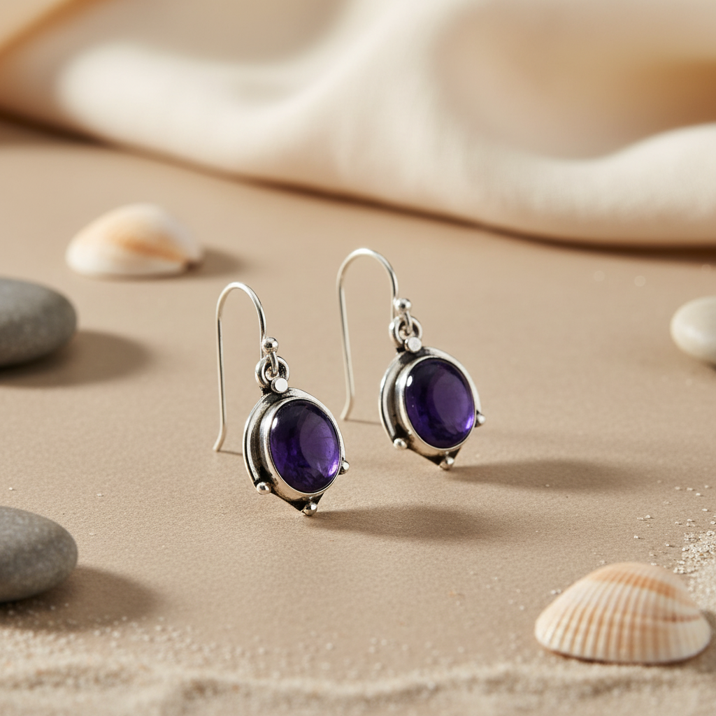 925 Silver Oval Stone Drop Earrings for Women | Gift Jewelry