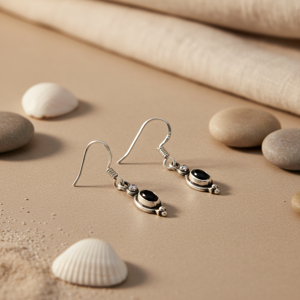 925 Silver Black Onyx Earrings for Women | Daily Wear