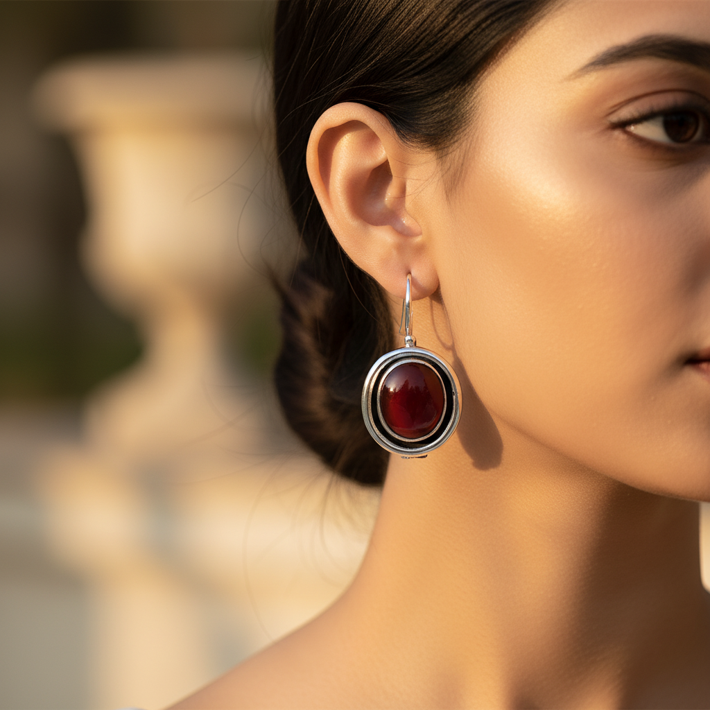 925 Silver Red Carnelian Earrings for Women | Dangle Earrings