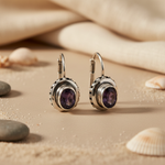 Load image into Gallery viewer, 925 Silver Amethyst Leverback Earrings | Gemstone Jewelry
