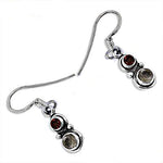 Load image into Gallery viewer, 925 Silver Garnet &amp; Smoky Quartz Drop Earrings for Women
