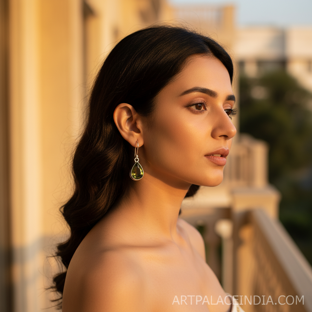 925 Silver Peridot Teardrop Earrings for Women | Dangle Jewelry