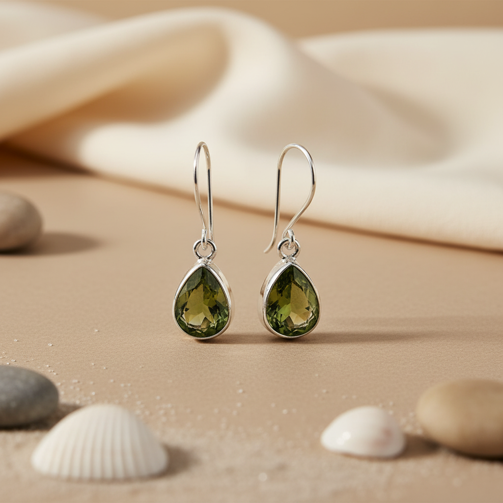 925 Silver Peridot Teardrop Earrings for Women | Dangle Jewelry