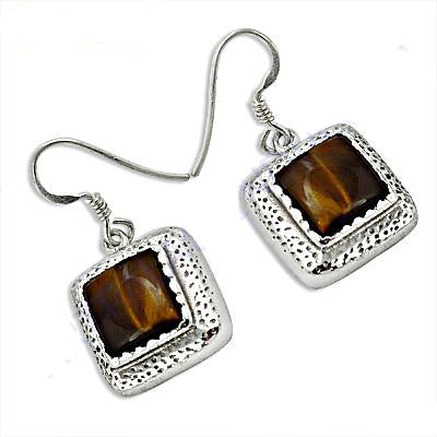 925 Silver Tiger Eye Square Earrings for Women | Dangle Earrings