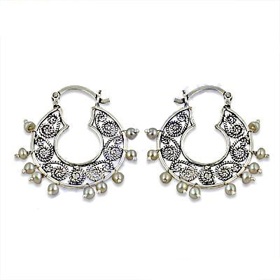 925 Silver Pearl Hoop Earrings for Women | Dangle Earrings