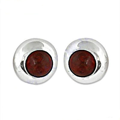 Silver Stud Earrings with Red Gemstones | Women's Jewelry Gift