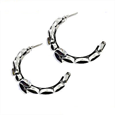 Silver Geometric Hoop Earrings for Women | Statement Jewelry