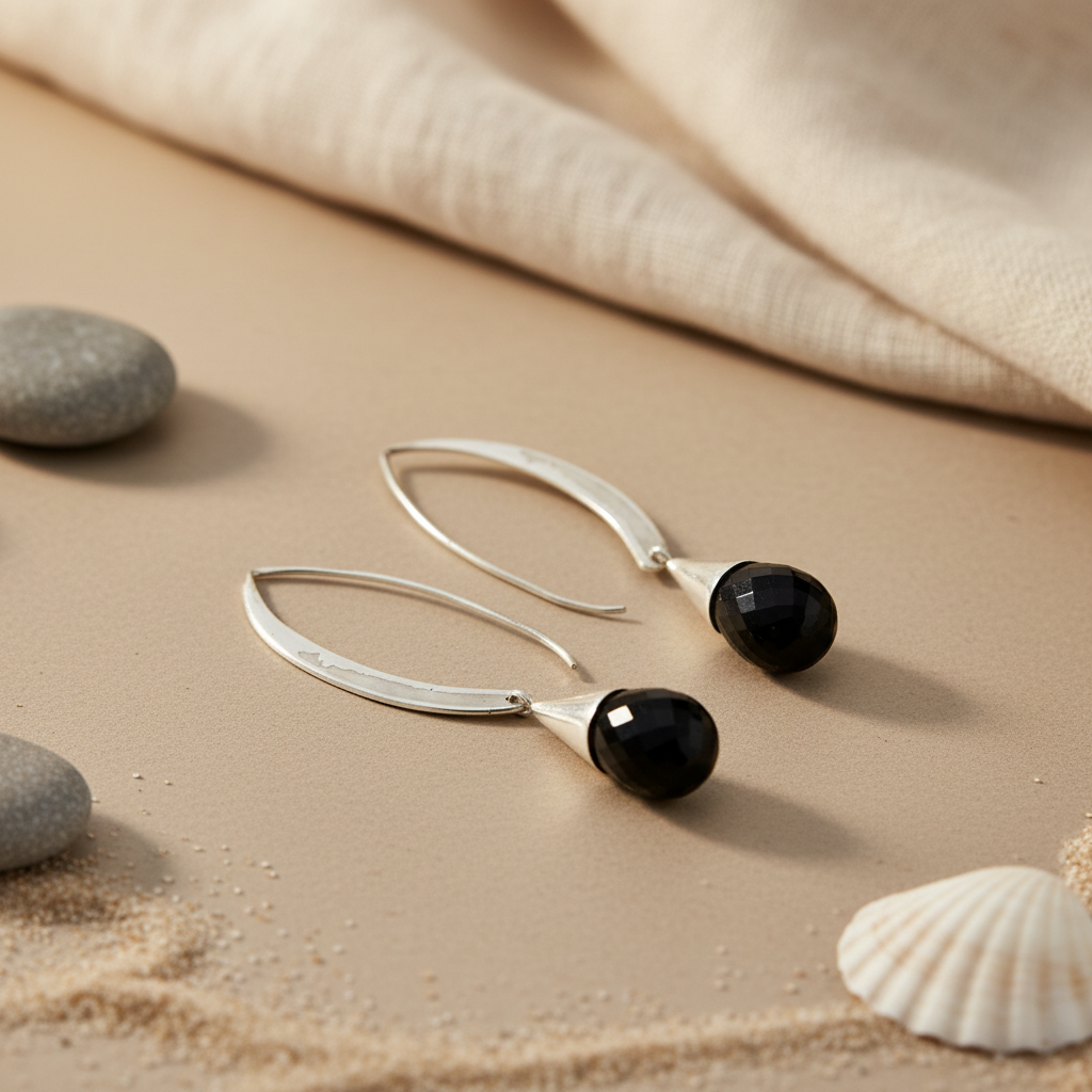 925 Silver Black Onyx Drop Earrings for Women | Dangle Earrings
