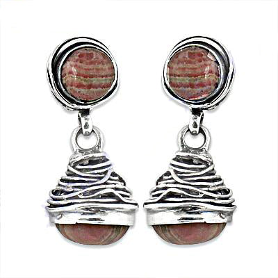 925 Silver Rhodochrosite Drop Earrings for Women | Gemstone Jewelry
