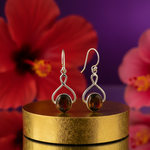 Load image into Gallery viewer, 925 Sterling Silver Teardrop Earrings with Brown Gemstone
