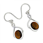 Load image into Gallery viewer, 925 Sterling Silver Teardrop Earrings with Brown Gemstone
