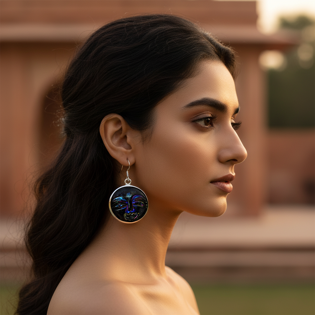 925 Silver Moon Face Earrings | Women's Jewelry | Gift