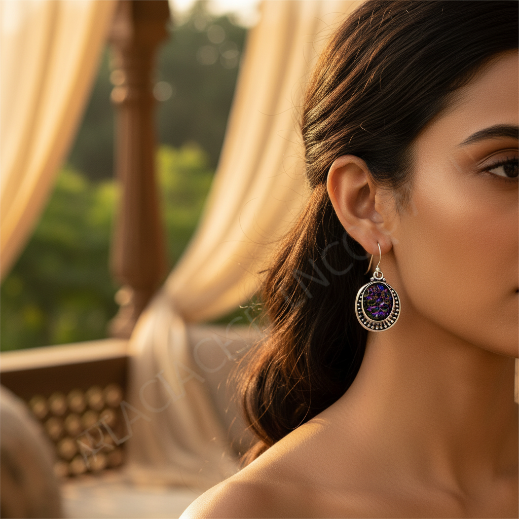 925 Silver Purple Stone Earrings for Women | Dangle Earrings