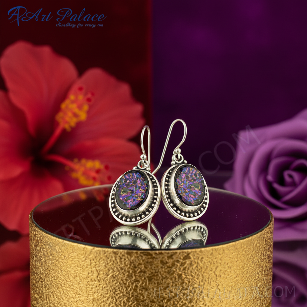 925 Silver Purple Stone Earrings for Women | Dangle Earrings