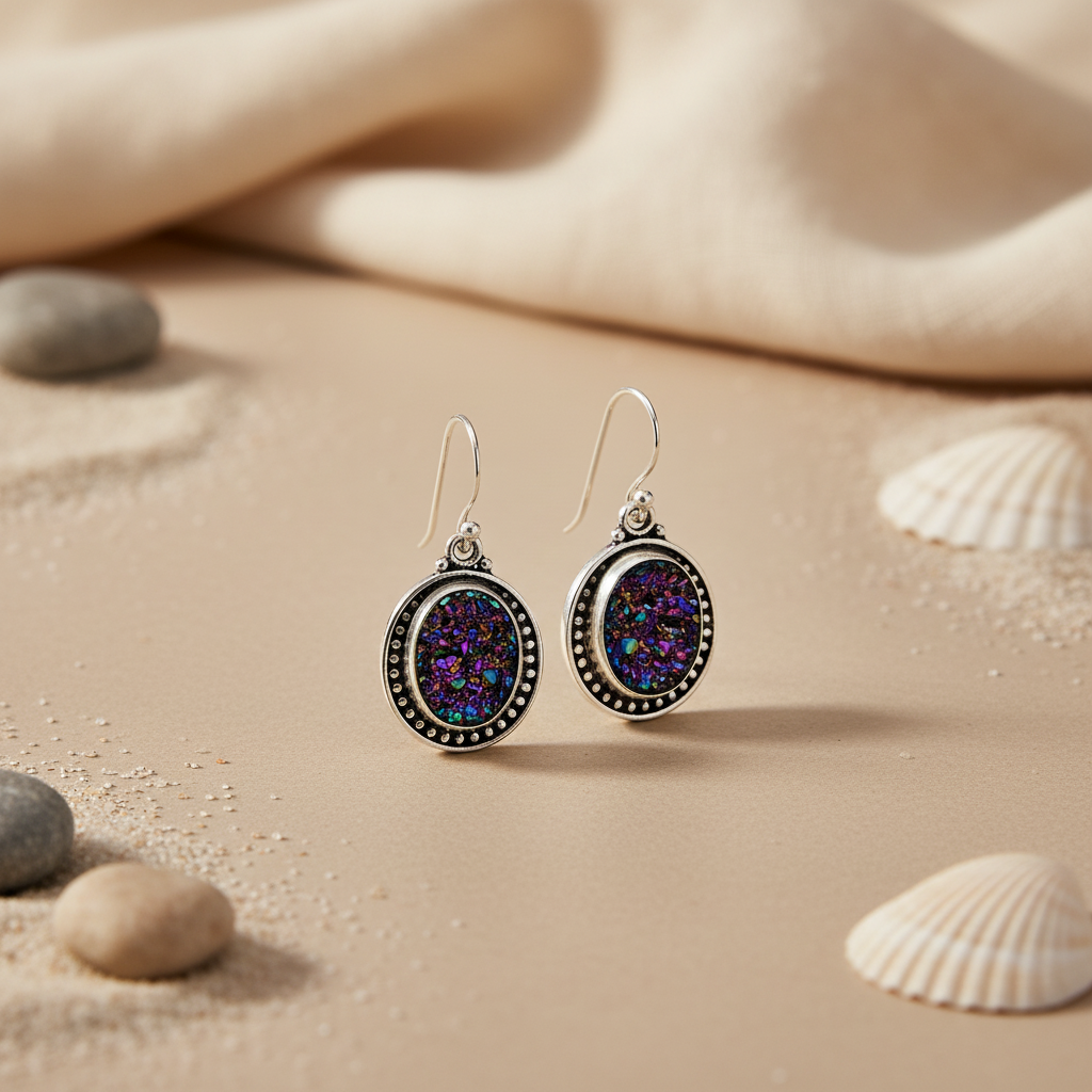 925 Silver Purple Stone Earrings for Women | Dangle Earrings