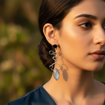 Load image into Gallery viewer, 925 Silver Moonstone &amp; Onyx Dangle Earrings for Women
